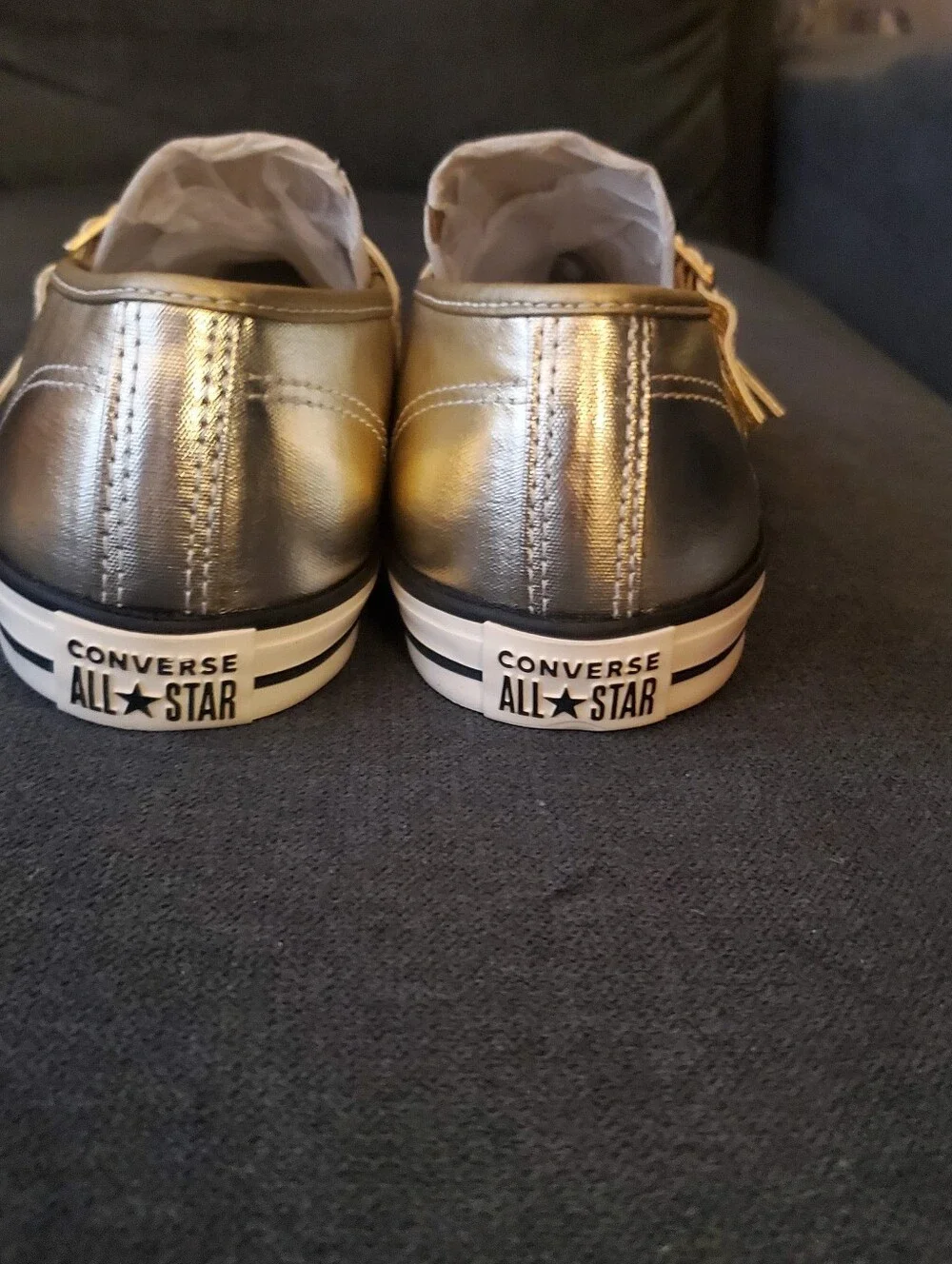 Converse  ALL STAR CHUCK TAYLOR Metallic Gold Mary Jane Sneakers - Picture 13 of 16
